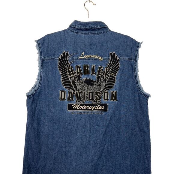 HARLEY DAVIDSON EMBROIDERED DENIM VEST xl - Picture 11 of 16